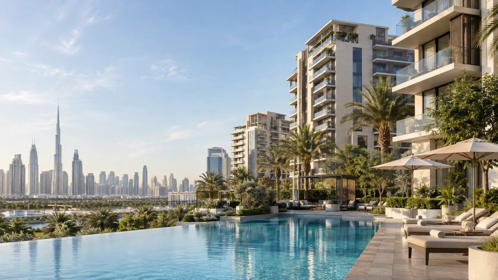 Luxury apartments for sale in Dubai with modern skyline views and premium residential towers