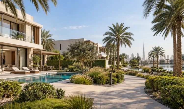 Luxury villa community in Dubai with modern homes, greenery and premium lifestyle amenities
